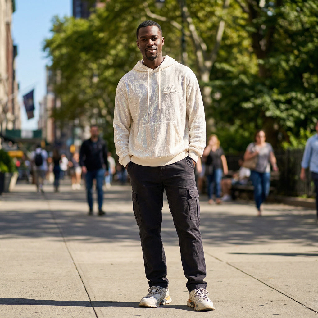 CELESTIAL — Sequin Hoodie [Gu White]