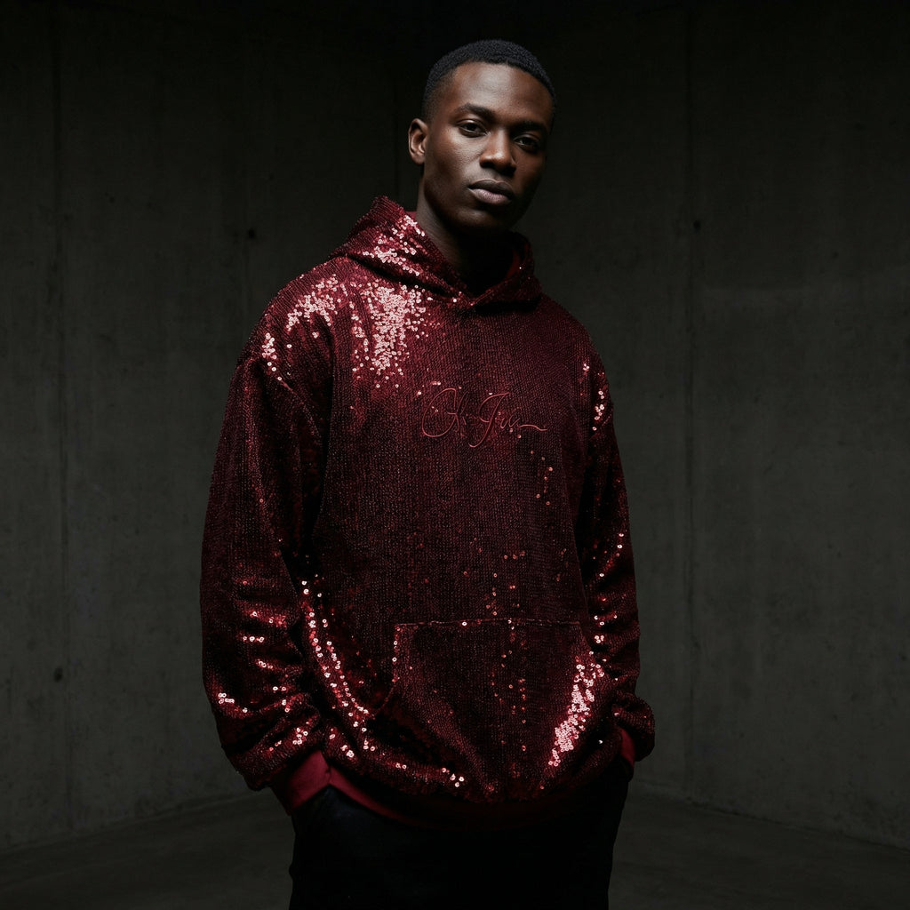 CELESTIAL — Sequin Hoodie [Wukong Red]